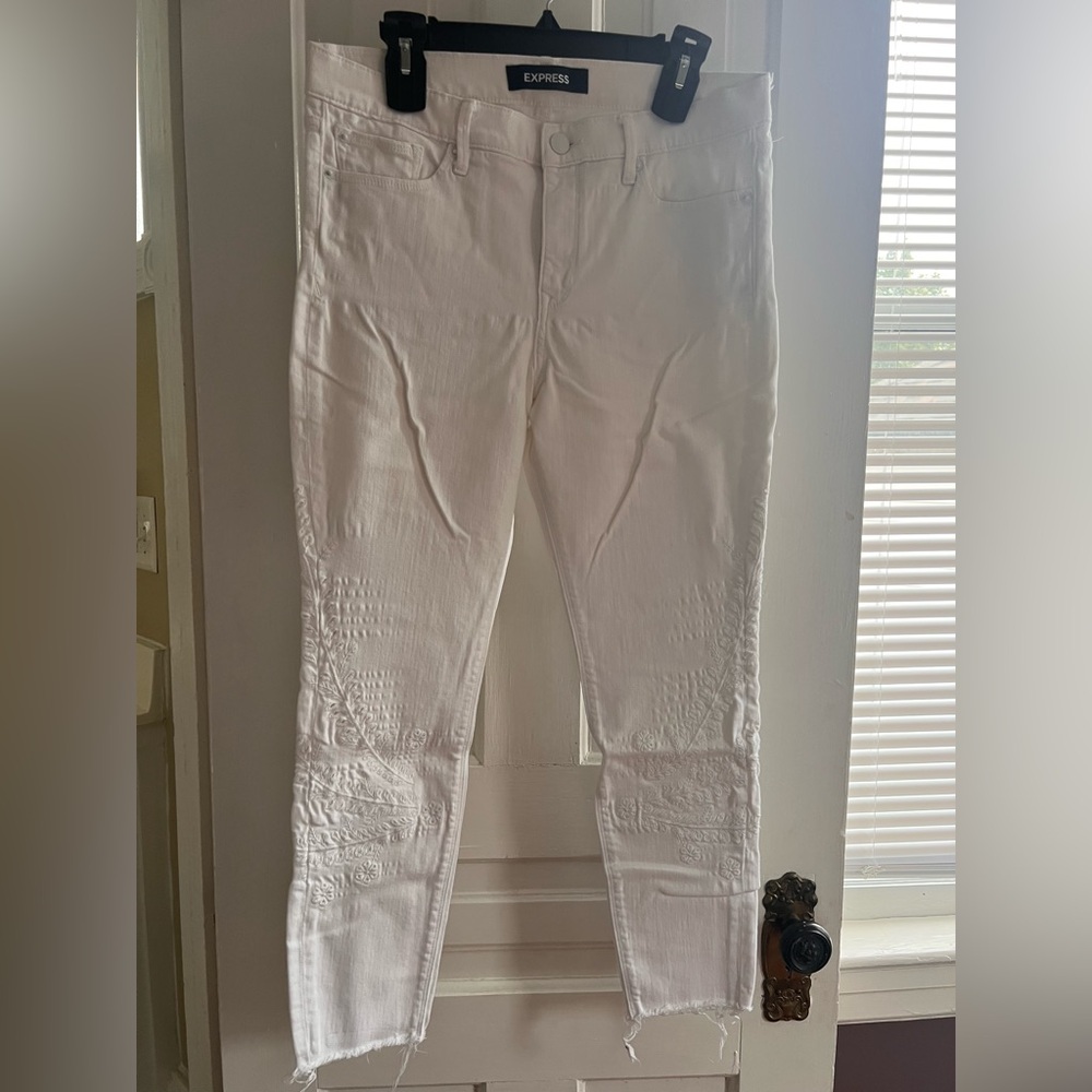 Express White Mid Rise Ankle Legging Denim Pants